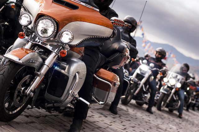 Izmir, Turkey - May 29, 2015: Izmir, Harley davidson motor convoys on the road.