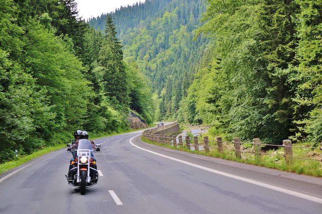 Motorcycle on the rural road of Czech Republic